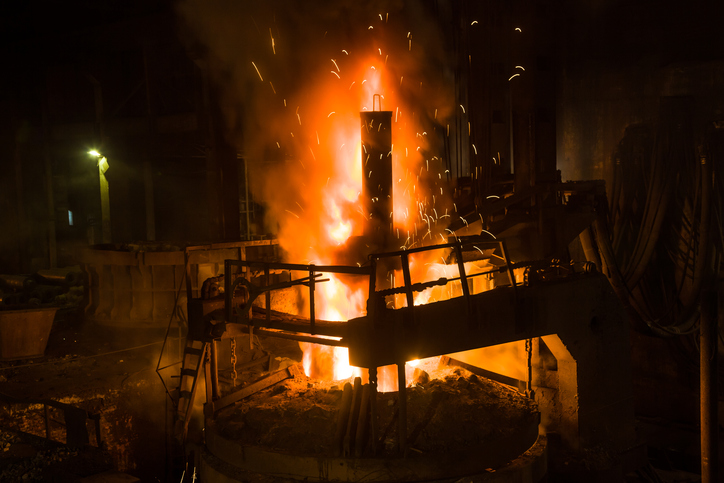 melting waste iron use electric old method in a steel making factory